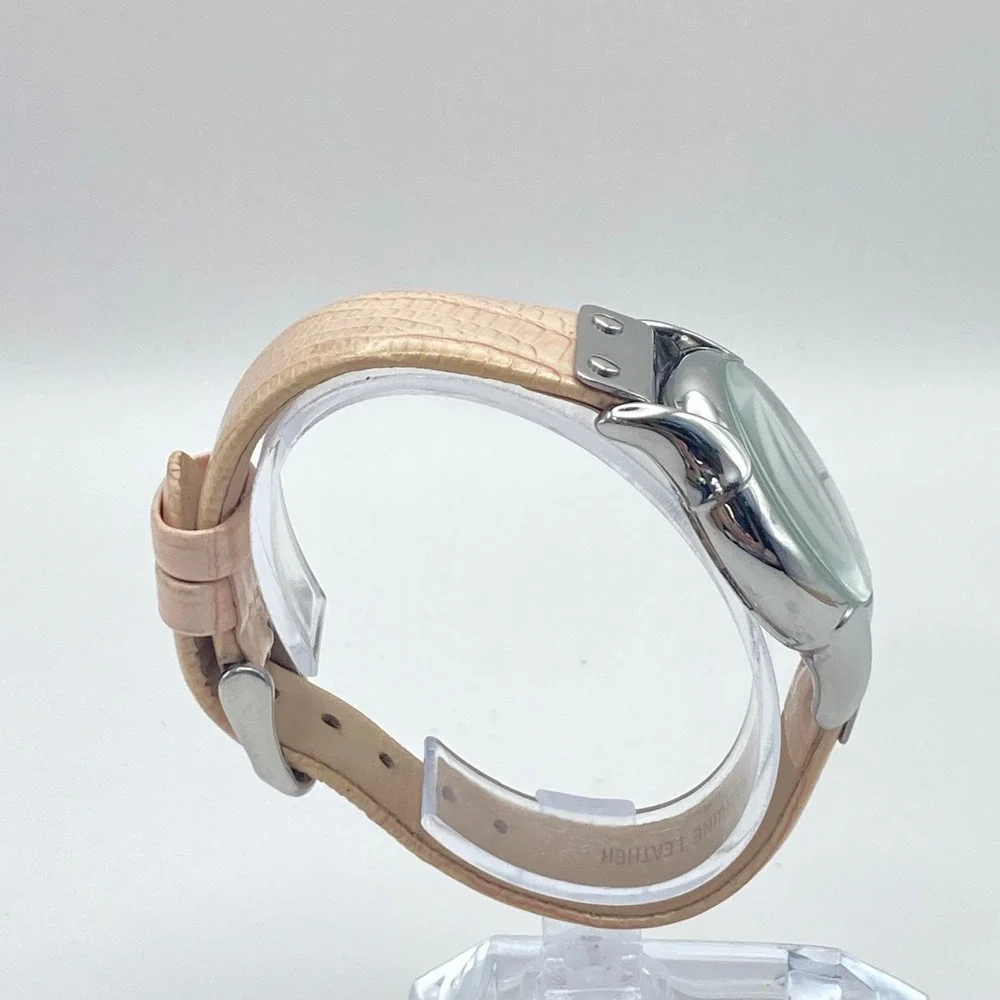 Anne Klein Women's Watch 31mm Silver Tone Peach Leather WR 30M New Battery 8